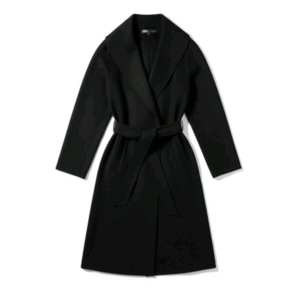 Zara Black Hooded Coat Brand New NWOT - Picture 2 of 16